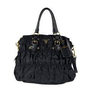 Prada Tessuto Gaufre Tote Shoulder Bag Black